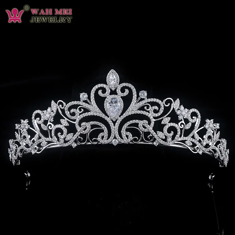 

Вах Мэй вымощенный Набор Винтаж чистым кубическим цирконием CZ свадебная тиара невесты», «Queen», «Princess», «конкурс Королевский вечерние корона для женщин ювелирные изделия