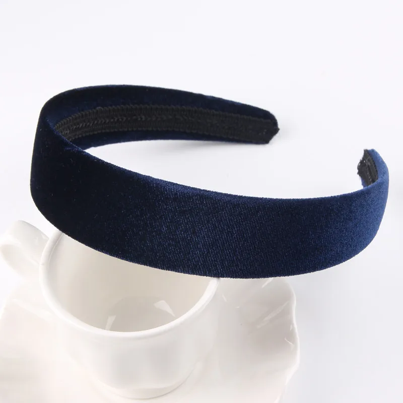blue 3cm 3-4 см широкая однотонная бархатная ободок, Женская повязка на голову, винтажные резинки для волос для девочек, мягкая резинка для волос, короткая повязка на голову, обруч для волос, аксессуары для волос - Цвет: blue 3cm