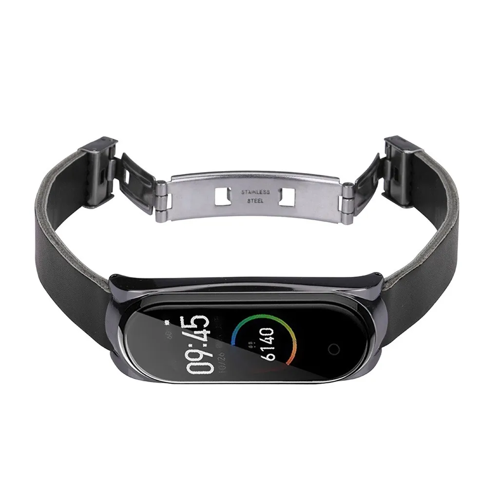 Модный кожаный ремешок сменный Браслет с ремешком + металлический чехол для Xiaomi Mi