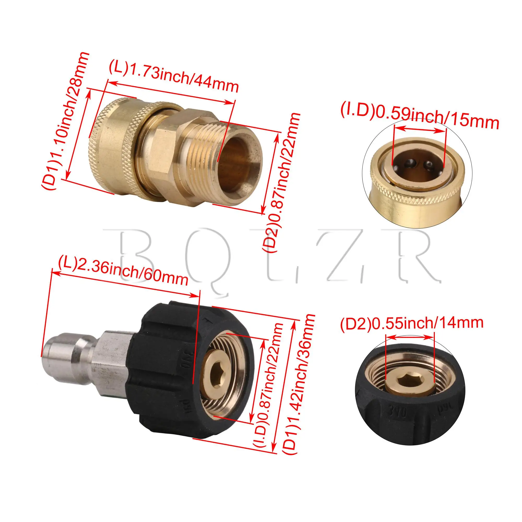 

BQLZR 2pcs Pressure Washer Adapter M22 Swivel to 3/8 Inch Hose Connector