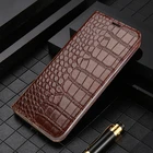 Чехол-книжка для Samsung Galaxy S20 Ultra, S10 plus, A50, A8, с отделением для карт из крокодиловой кожи