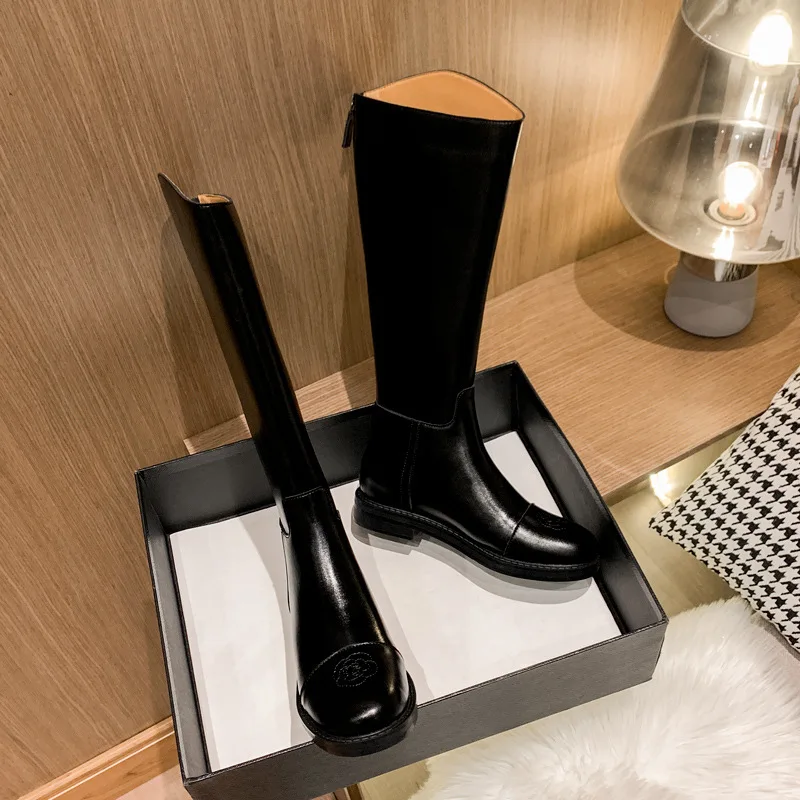 

Red boots 2020 new style women's knee length boots leather boots high tube autumn boots women's single boots