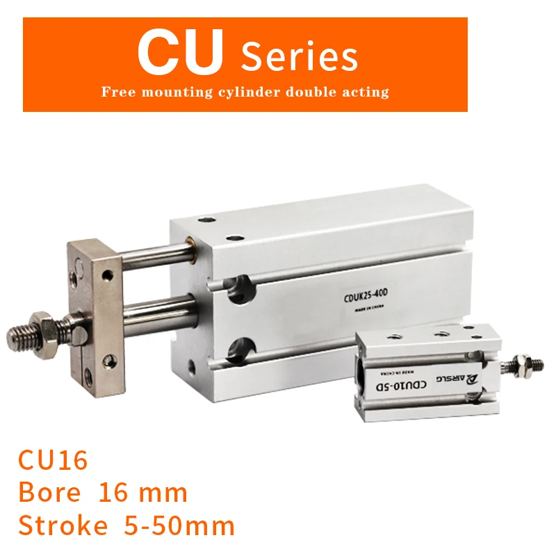 

CU CU16 Broe16 mm CU16-5D-10D-15D-20D-25D-30D-35D-40D-45D-50D Free Mount Cylinder Non-rotating Rod Double Acting Built-in magnet