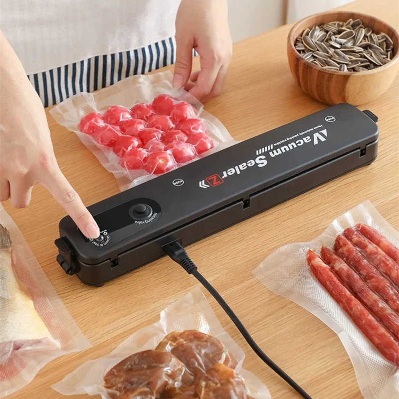 

220V/110V Vacuum Sealer Packaging Machine with Free 10pcs Vacuum Bags Household Black Food EU/UK/US Plug Vacuum Sealer