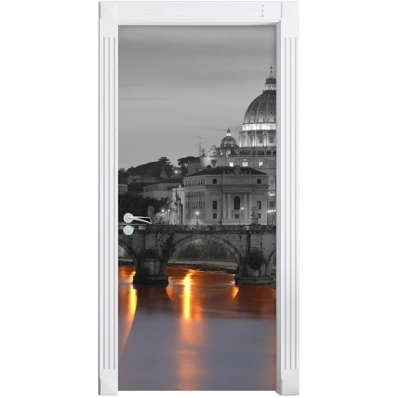 

Домашний Декор дверной навес наклейки с изображением моста плакатный щит из ПВХ самоклеющиеся 3D холст печати Водонепроницаемый обои для Го...