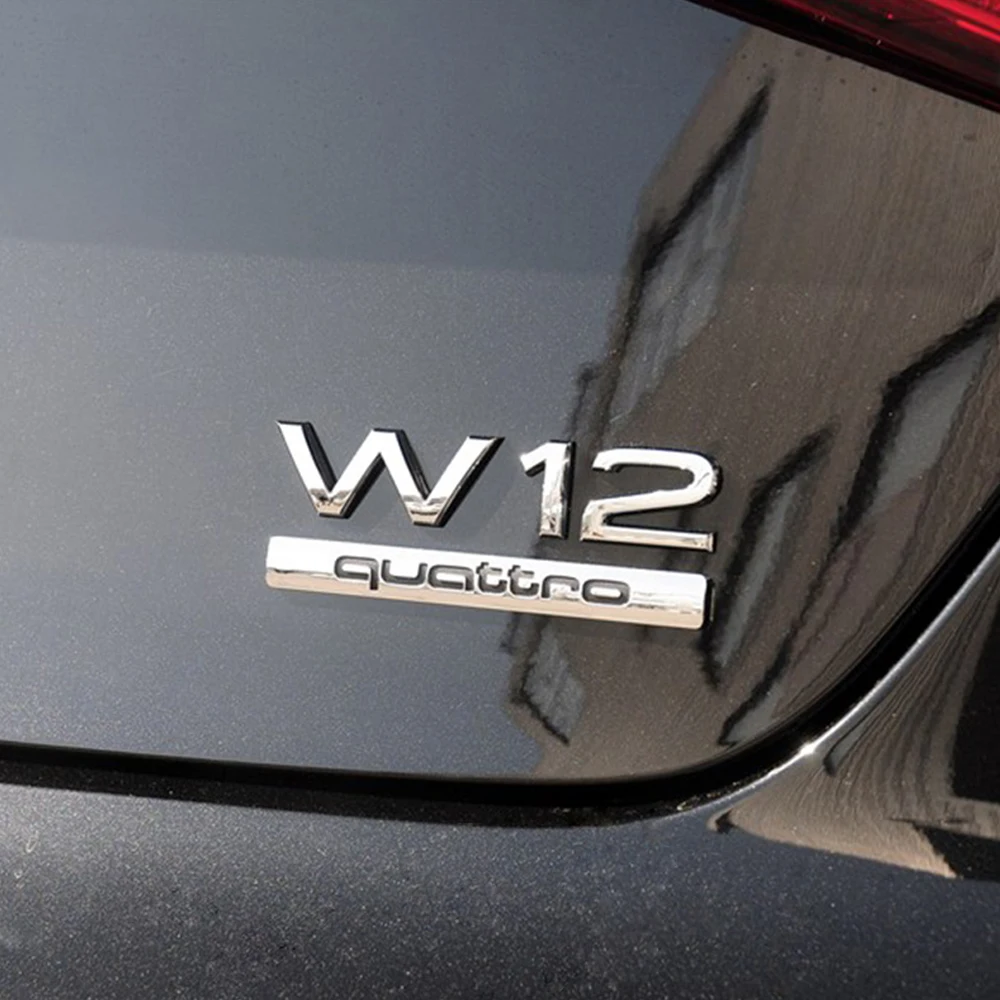 

DSYCAR 1Pcs W12 Car Side/Rear/Front Decorations Metal Badge Emblem 3D Self-Adhesive Nameplate Sticker for Car
