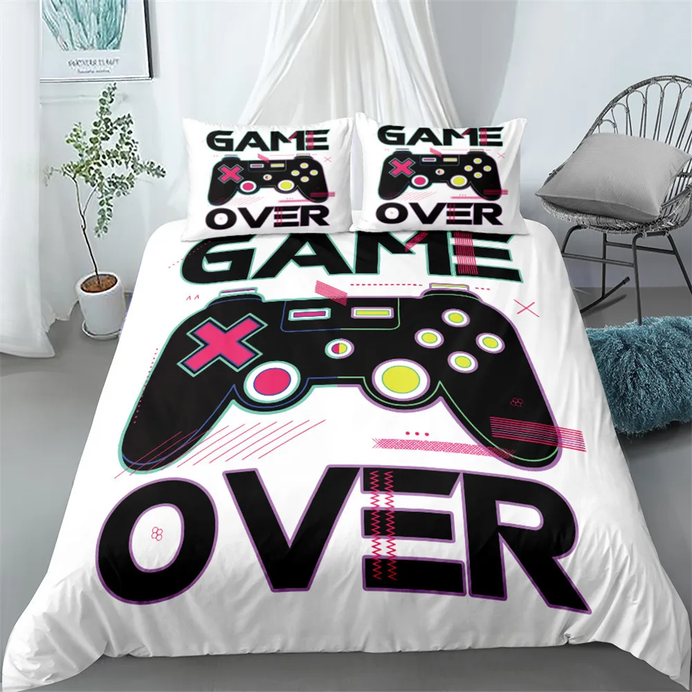

3D Print Gamer Playstation Gamepad Comforter Cover Set Kids Teens Boys Duvet Cover Gamer Bedding Set Men Gamepad Pattern Quilt