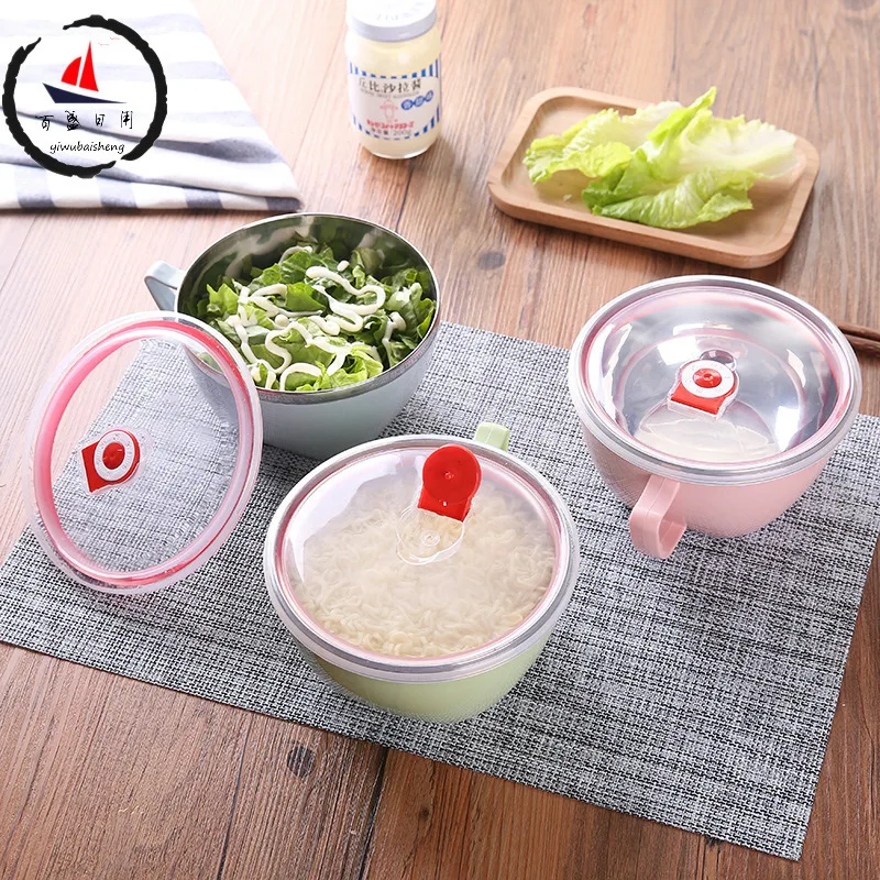 Stainless Steel Double Layer Instant Noodle serving bowl Lid leakproof Cup Packed Lunch Box for Rice Salad food warmer Container | Дом и сад