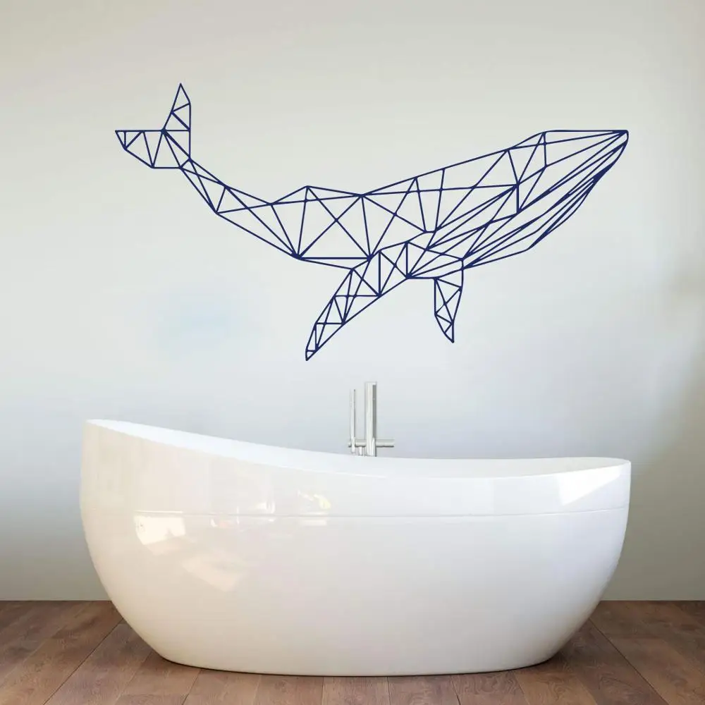 Мультипликационная многоугольная Настенная Наклейка с геометрическим Китом