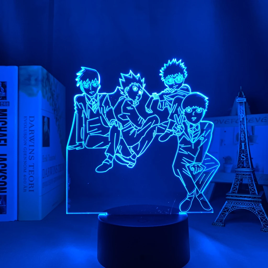 

3d Led Lamp Anime Mob Psycho 100 Group for Bedroom Decorative Nightlight Birthday Gift Table Lamp Acrylic Led Night Light Manga