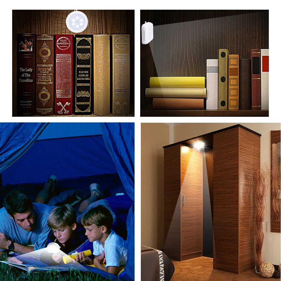 

LED Under Cabinet Light Universal Wardrobe Light Motion Sensor Night Light for Cupboard Closet Kitchen Children Lamp