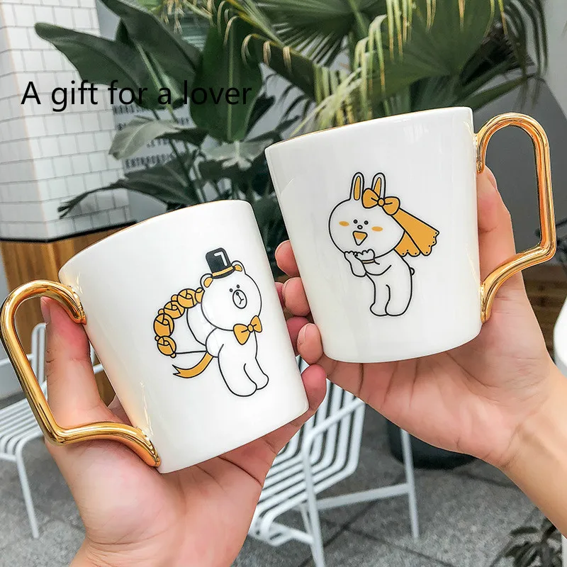 Скандинавский роскошный стиль Пара керамических чашек Золотая кофейная чашка