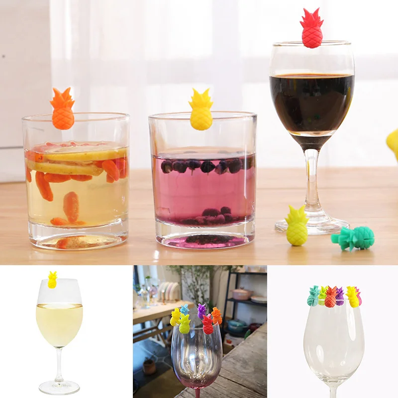 6 шт. силиконовые бокалы для вина маркер ананас стаканчик напитков бирки