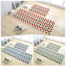 Tapis de sol de cuisine abstrait noir et blanc, Long, antidérapant, lavable, paillasson pour porte d'entrée, nordique  (2)