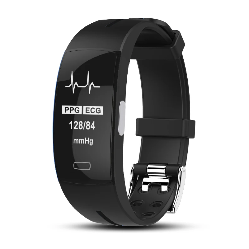 Черный P3 умный фитнес Bbracelet монитор сердечного ритма кровяное давление ЭКГ+ PPG здоровье браслет трекер активности Смарт-браслет умные часы - Цвет: Черный
