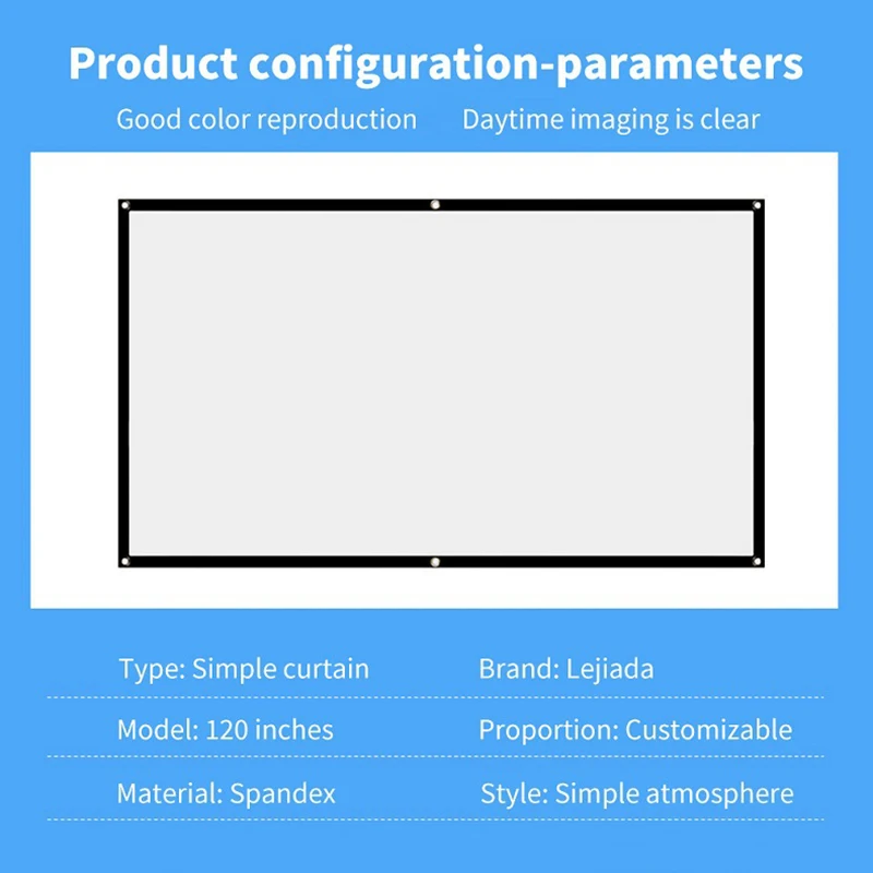 

Portable Foldable Projector Screen 16:9 HD Outdoor Indoor Home Cinema Theater 3D Movie DJA88