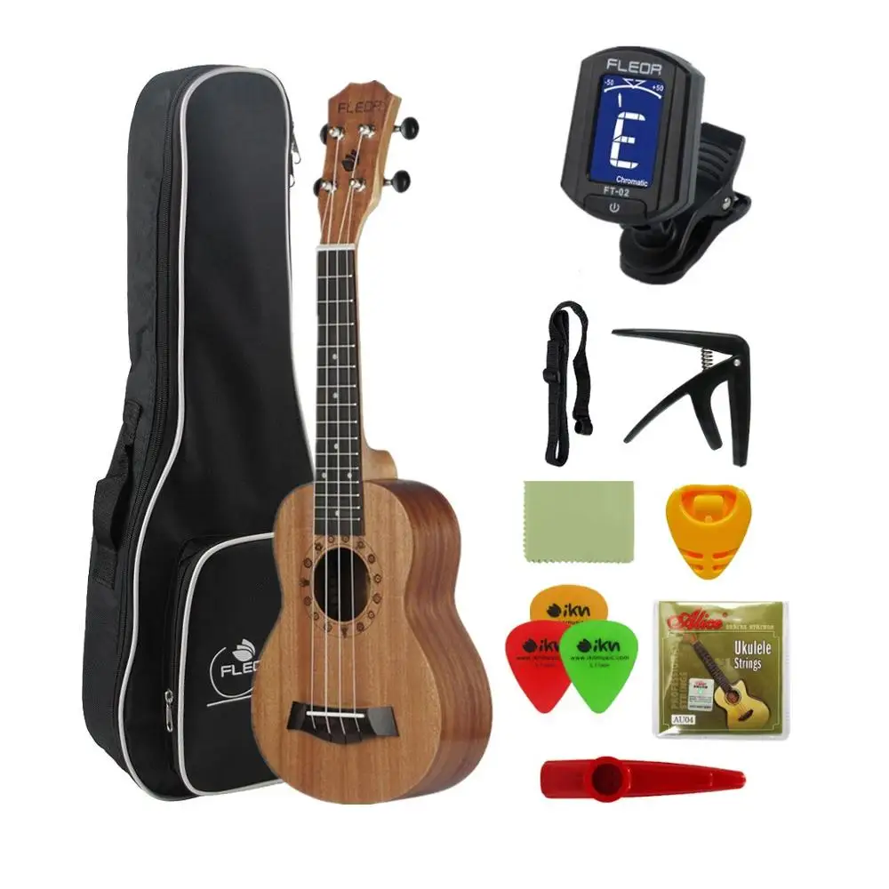 FLEOR 21 &quotСопрано укулеле Сапеле нейлон 4 струны Гавайская гитара маленький