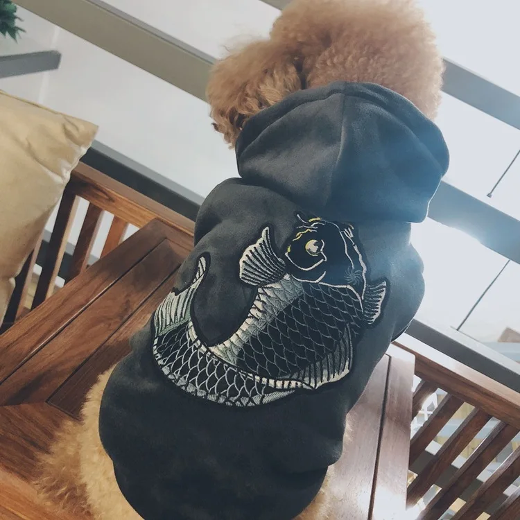 [PEITAARR] Pet Clothing Dog Clothes Sweaters Parent-child Embroidery Kungfu Style Autumn Winter Warmth Thicken | Дом и сад