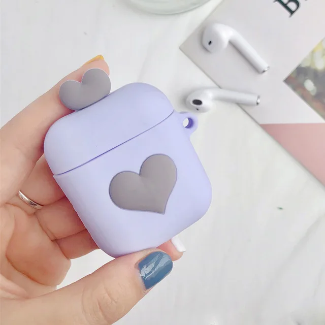 Purple love Милый мультяшный беспроводной Чехол для наушников для Apple AirPods 2 Силиконовый чехол для зарядки наушников Защитный чехол для AirPods - Цвет: Purple love