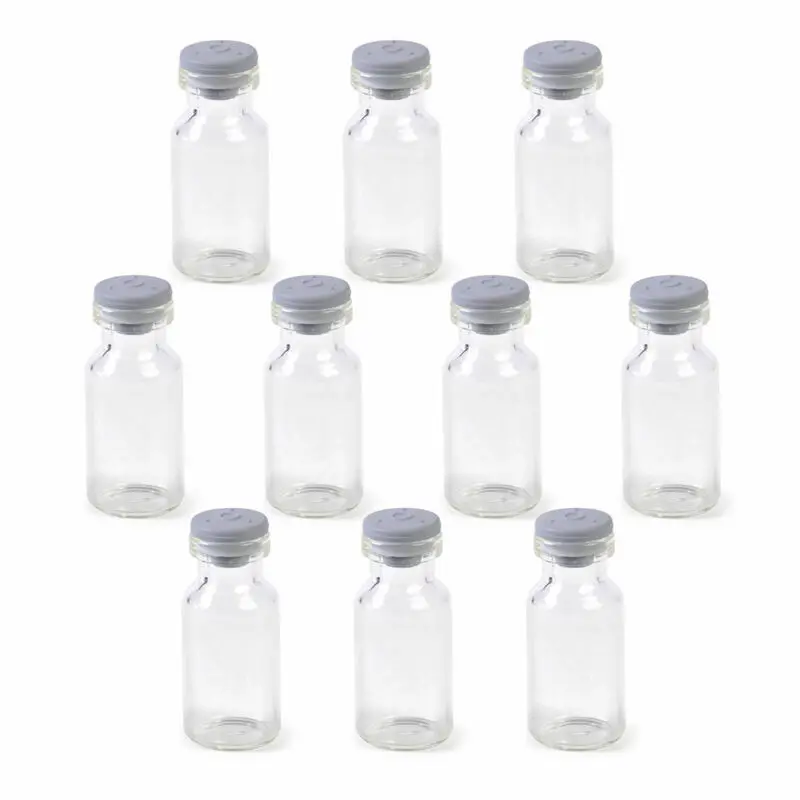 

10 Pcs 2ml Empty Sample Vial Clear Glass Bottles Jar Butyl Rubber Stopper