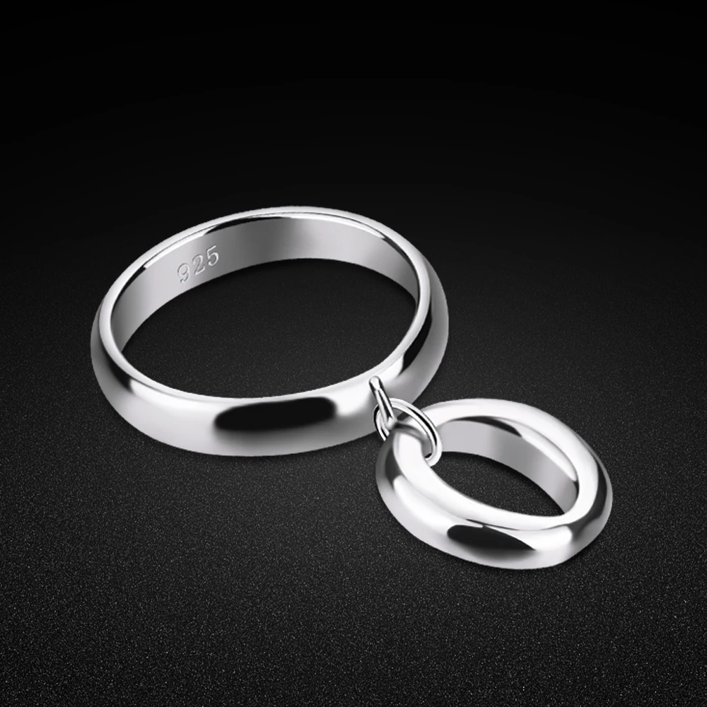 Модное простое и гладкое серебряное кольцо. Женское круглое кольцо из твердого 925
