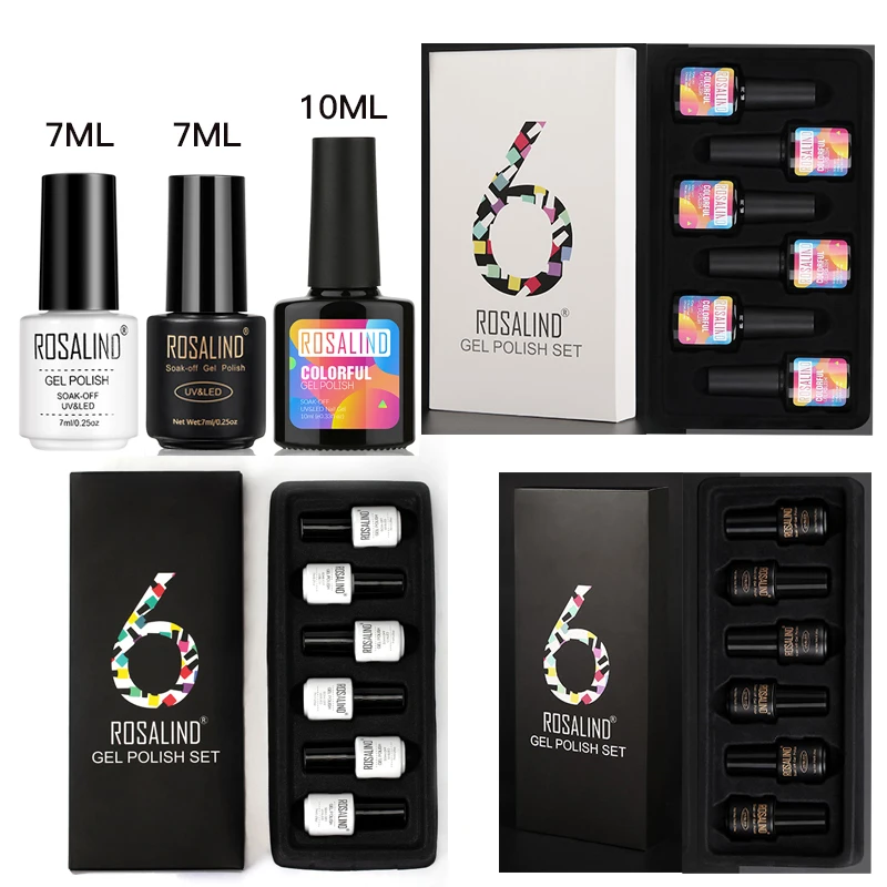 

ROSALIND 6PCS/Kit Gel Polish Set For Manicure Gel Lacquer Semi Permanent Nails Art Design Soak Off Nail Polish Hybrid Varnish