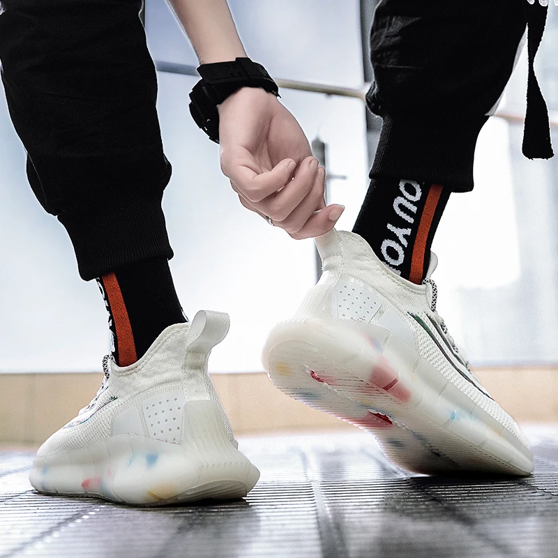 Мужская спортивная обувь дышащие удобные легкие кроссовки из ткани повседневные