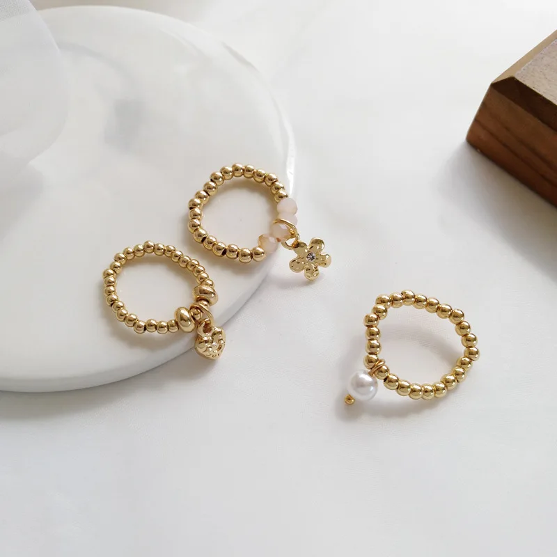 Женское модное корейское кольцо ручной работы с маленькими цветами сердечками