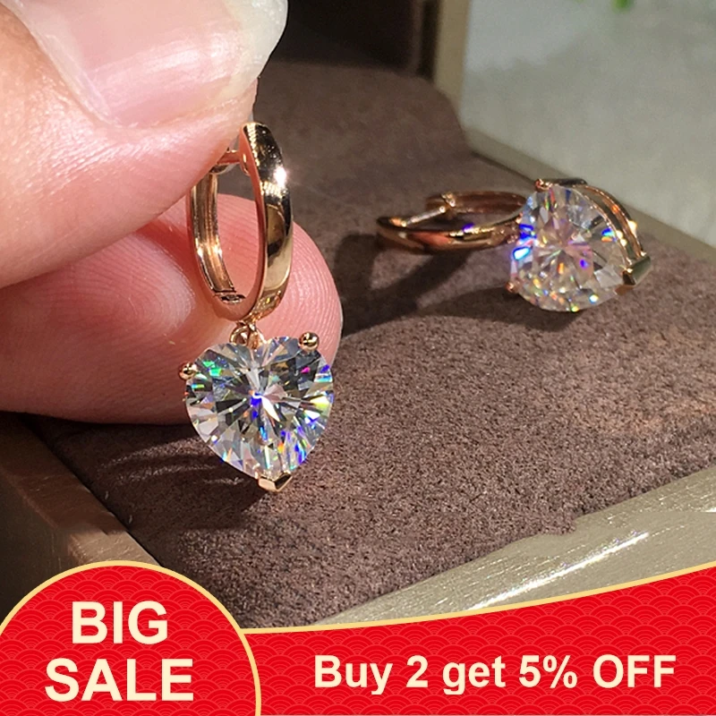 Роскошные женские маленькие серьги в форме сердца модные свадебные цвета