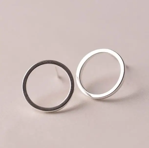 

New 925 Sterling Silver Earrings Simple Circles Stud Earrings For Women Sterling Silver Jewelry Pendientes Mujer Brincos VES6007