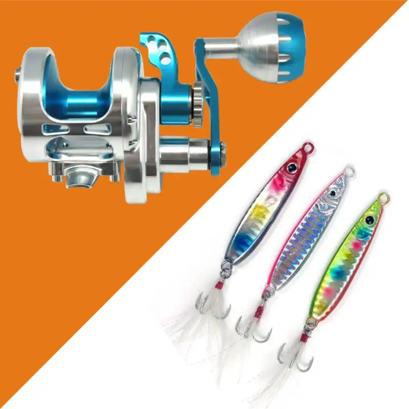 

Topline Tackle Jigging Fishing Reel 6.3:1 Gear Ratio Left and Right Hand Conventional Accessories Metal Artificial Lures Spoon