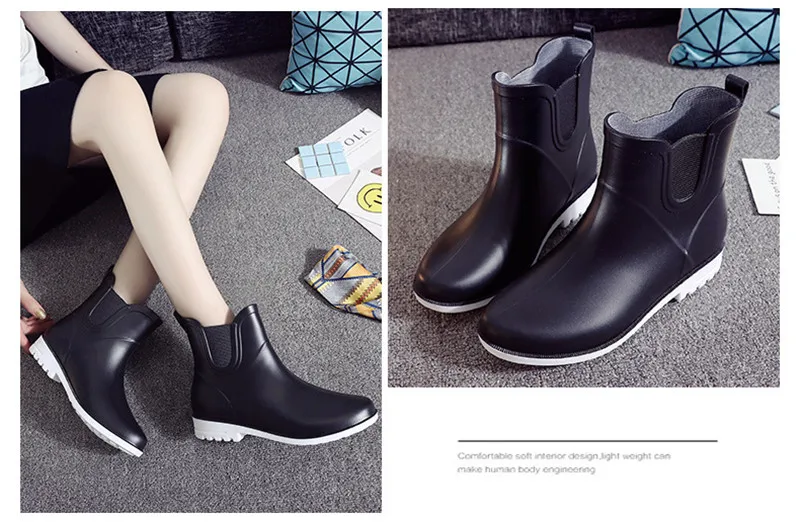Женские резиновые сапоги Челси непромокаемые из ПВХ |