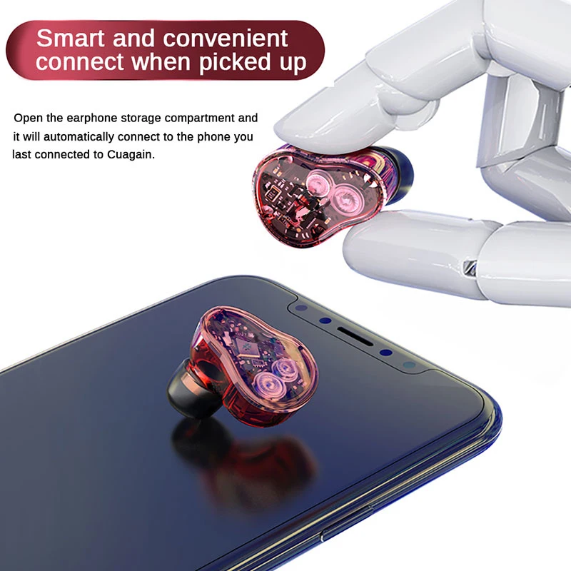 Настоящие беспроводные наушники прозрачные Bluetooth 5 0 стерео гарнитура глубокий