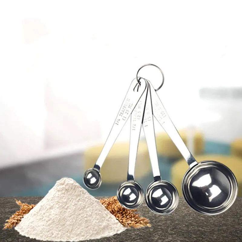 

4pcs/set Kitchen Tool Coffee Spoon Corrosion Resistance Stainless Steel Measuring Spoons Seasoning Spoon