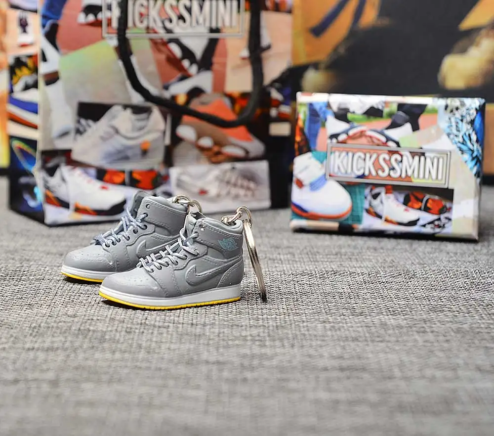 a pair w metal ring Персональный DIY Jordan Generation AIR JORDAN 1 chicago 3D кроссовок фигурный брелок сумка Подвеска парный брелок - Цвет: a pair w metal ring
