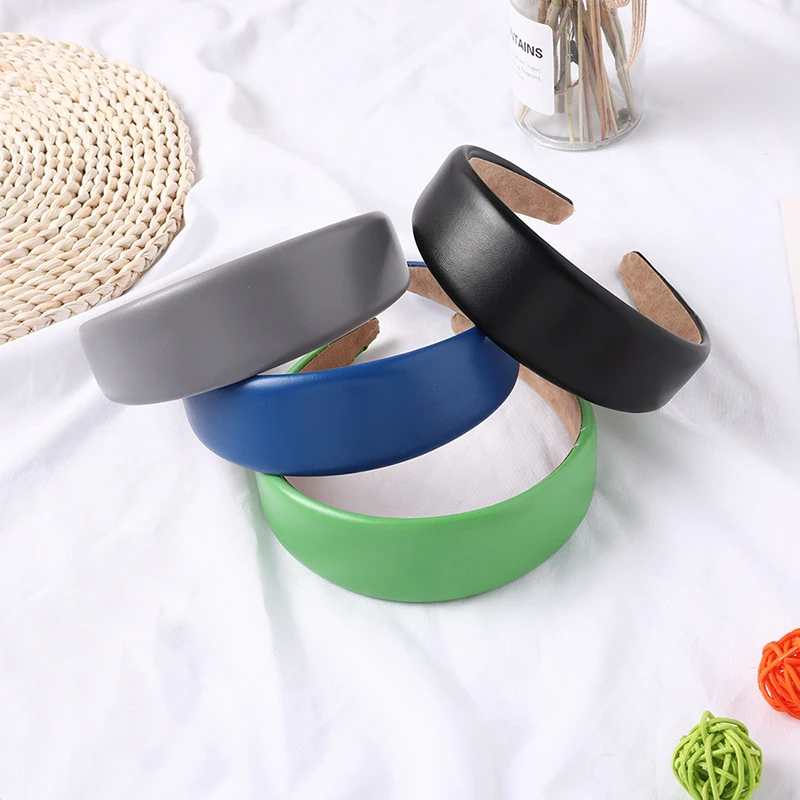 Искусственная кожа простые ПУ кожаные женские повязки для волос аксессуары