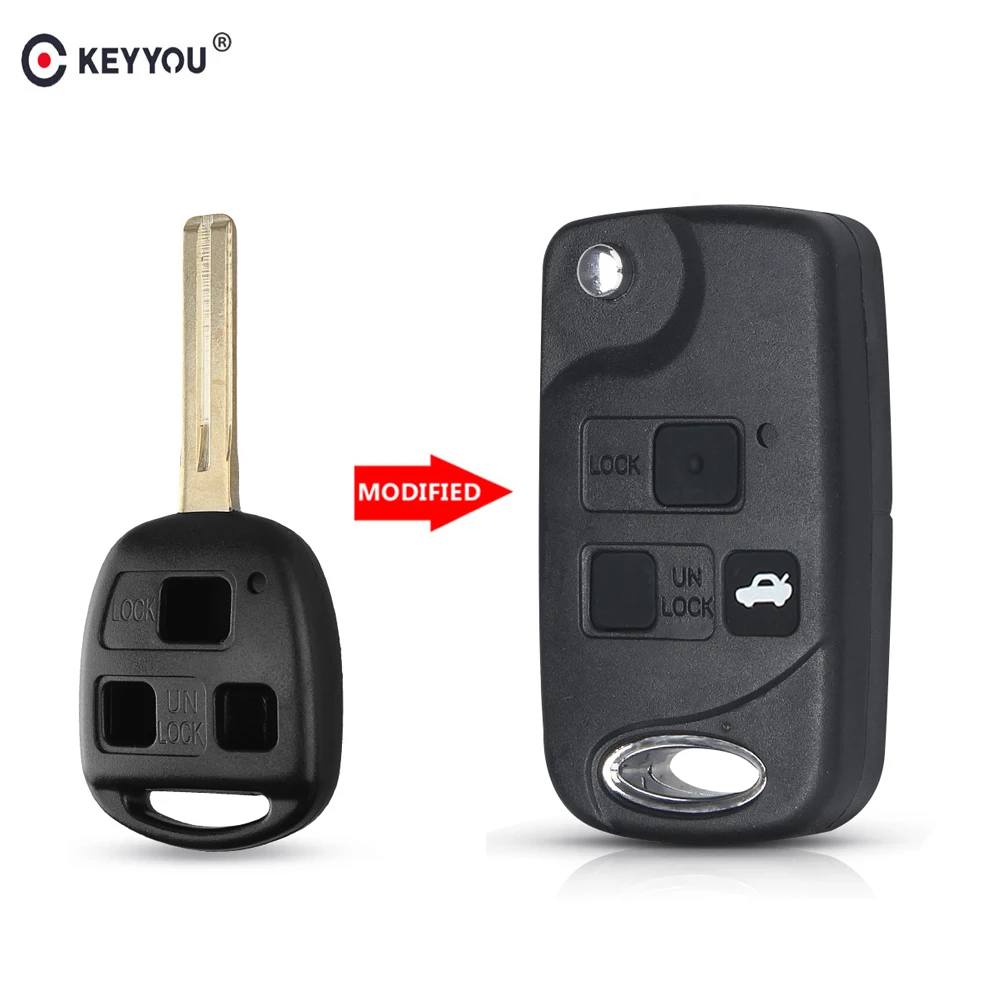 KEYYOU 3 кнопки флип складной пульт дистанционного ключа чехол для Lexus RX300 SC430 GX470 LS400 GS300 ES330 LX470 брелок