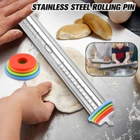 adjustable stainless steel rolling pin dough mat dough roller 4 removable adjustable thickness rings pizza pastry pie baking