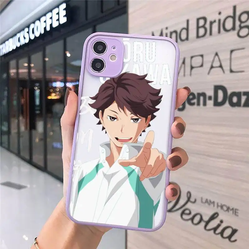

Anime Haikyuu!! Oikawa Tooru manga Phone Case purple matte transparent For iPhone 7 8 x xs xr 11 12 pro plus max mini Clear