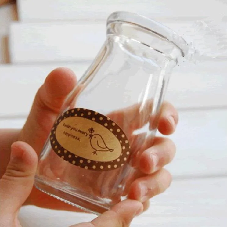 

900pcs/Lot Vintage I Wish You Every Happiness design Brown seal label Sticker decoration Stickers