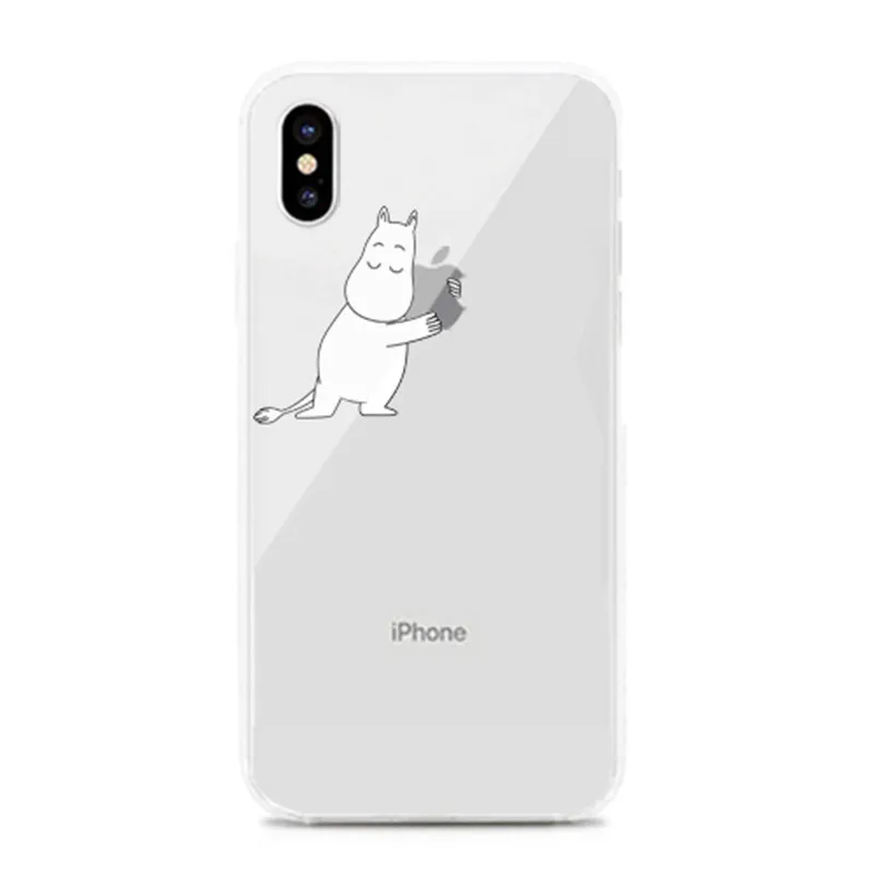 Чехол для мобильного телефона с рисунком Муми-тролля для iphone 8, 7, 6, 6s plus, 11 Pro MAX X, Xs, XR, Max, маленький свежий Бегемот, мягкий силиконовый чехол из ТПУ - Color: clear