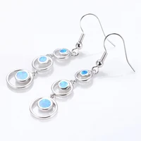 fine women earrings long round shape blue opal pendant for girl christmas gift jewelry wedding classic earrings free shipping