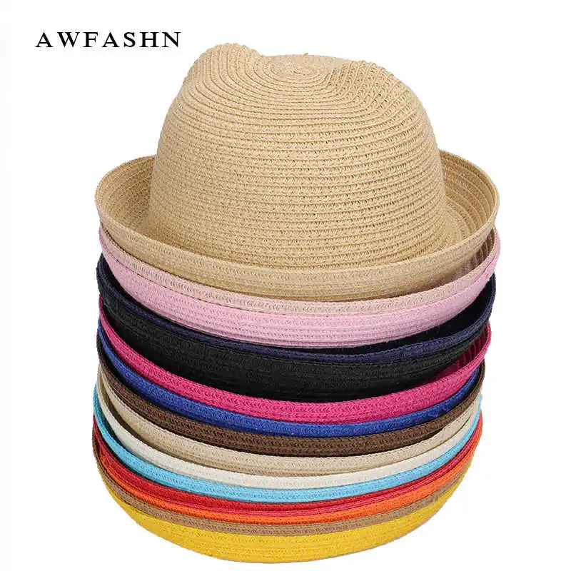 

2020 New Cute Children's Sun Hat Spring Summer Boy Girl Kids Baby Straw Hat Summer Cap Panama Shades Ear Beach Hats Casquette