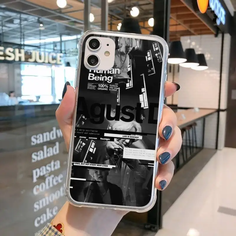 

Agust D Phone Case Transparent for iPhone 11 12 mini pro XS MAX 8 7 6 6S Plus X 5S SE 2020 XR