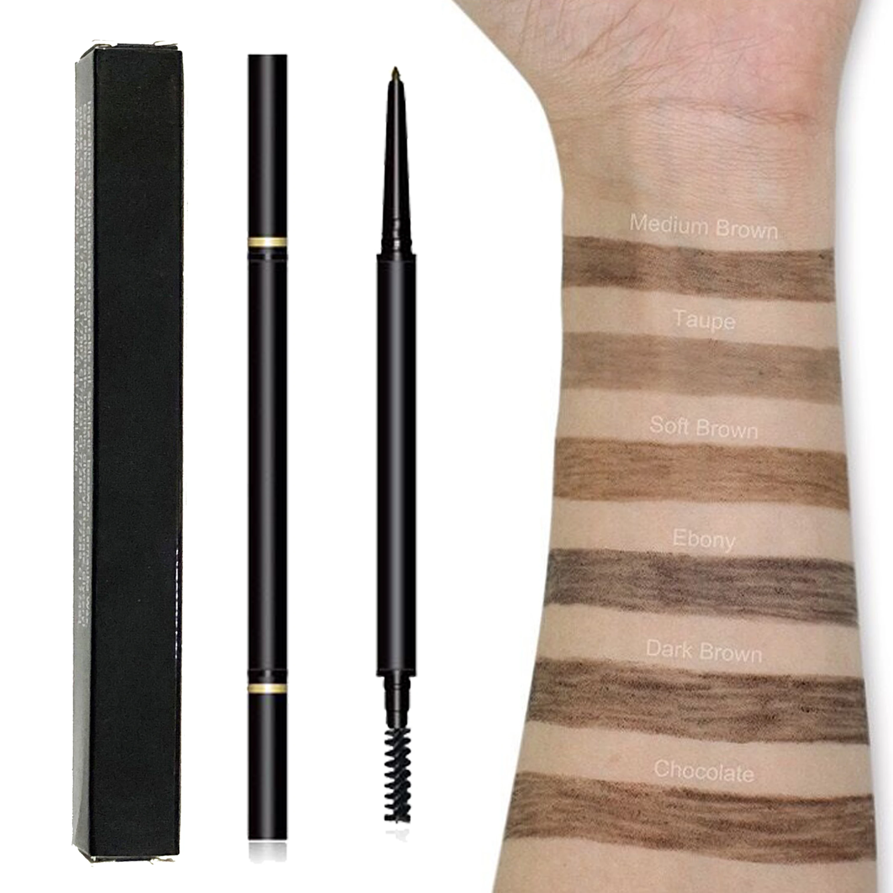 

Double Ended Pigment Thin Eyebrow Pencil Long Lasting Waterproof Natural 6 Color Cosmetic Rotating Brow Pen Custom Private Label