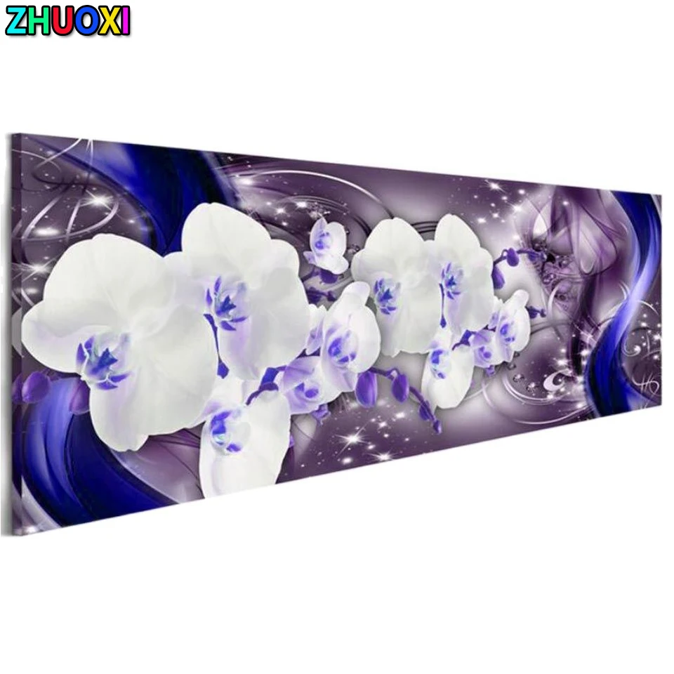 

Full Drill 5D DIY Diamond Painting Blue Orchid flower landscape Diamond Embroidery Picture Of Rhinestones Mosaic Home Decor