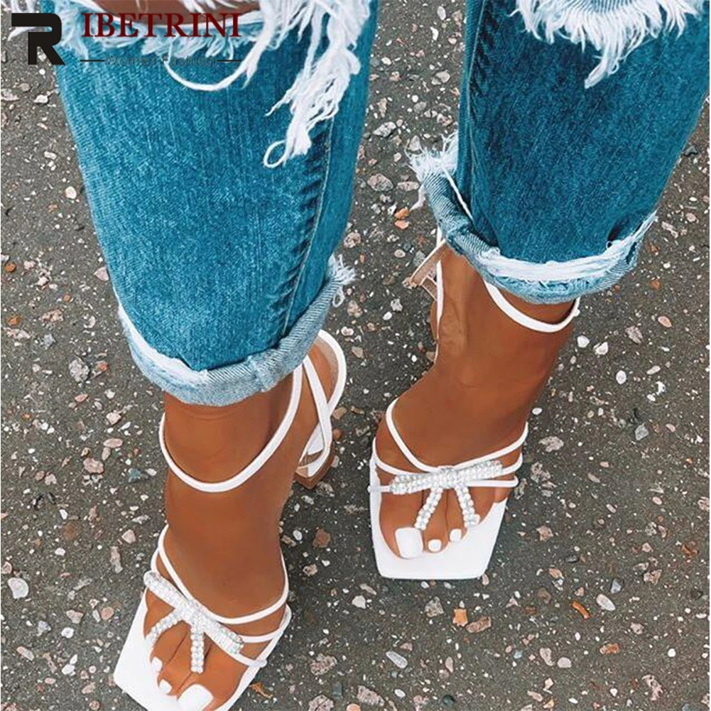 

Gladiator Sexy White Bead Bling Sandals For Women High Heels Summer Party Dress Shoes Women Ankle Buckle Strap Fashion Elegant