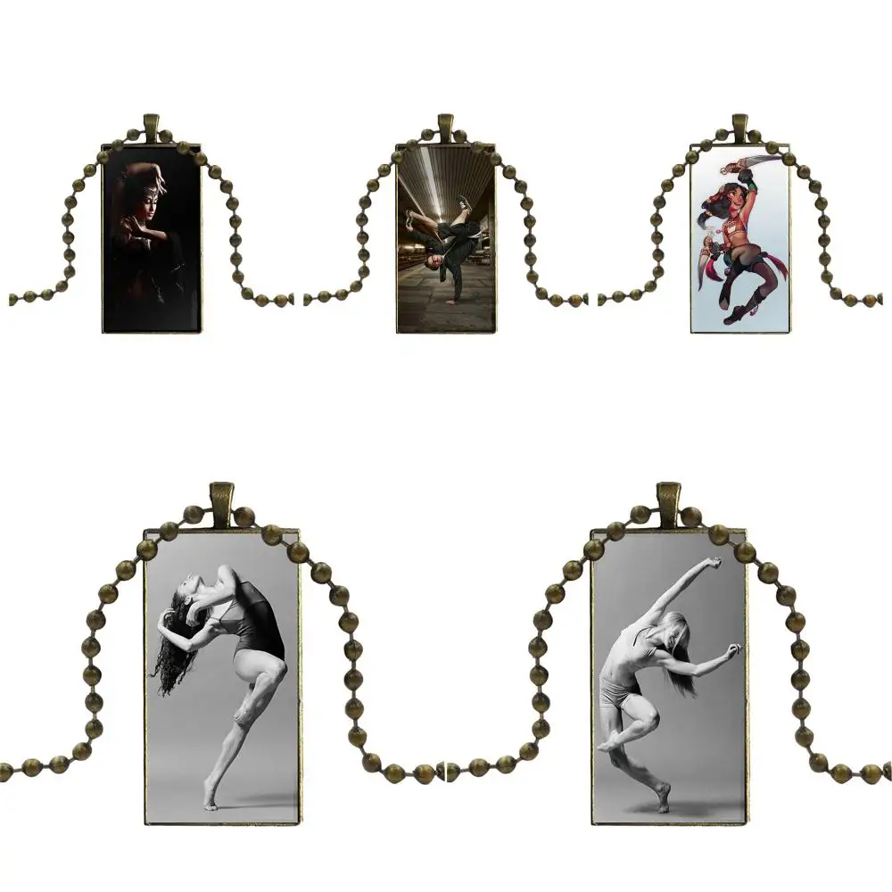 Tumblr танцор для женщин Девушка подарок ожерелье с бронзовым покрытием стекло