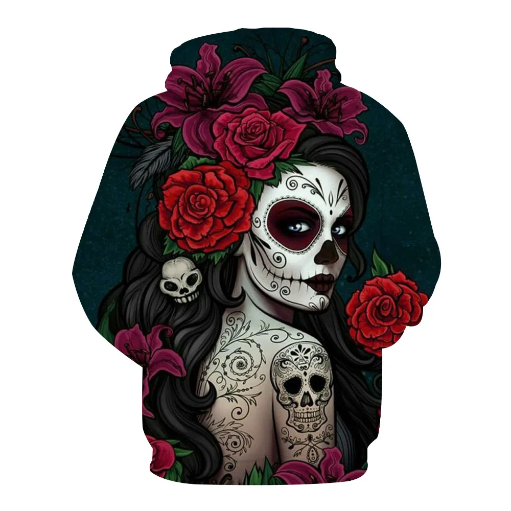 

Gothic Retro Beauty Mask Skeleton 3d Print Sweatshirt Men Women Cool Motorcycle Style Hoodie Hip Hop Skull Black Hooded Hoodies