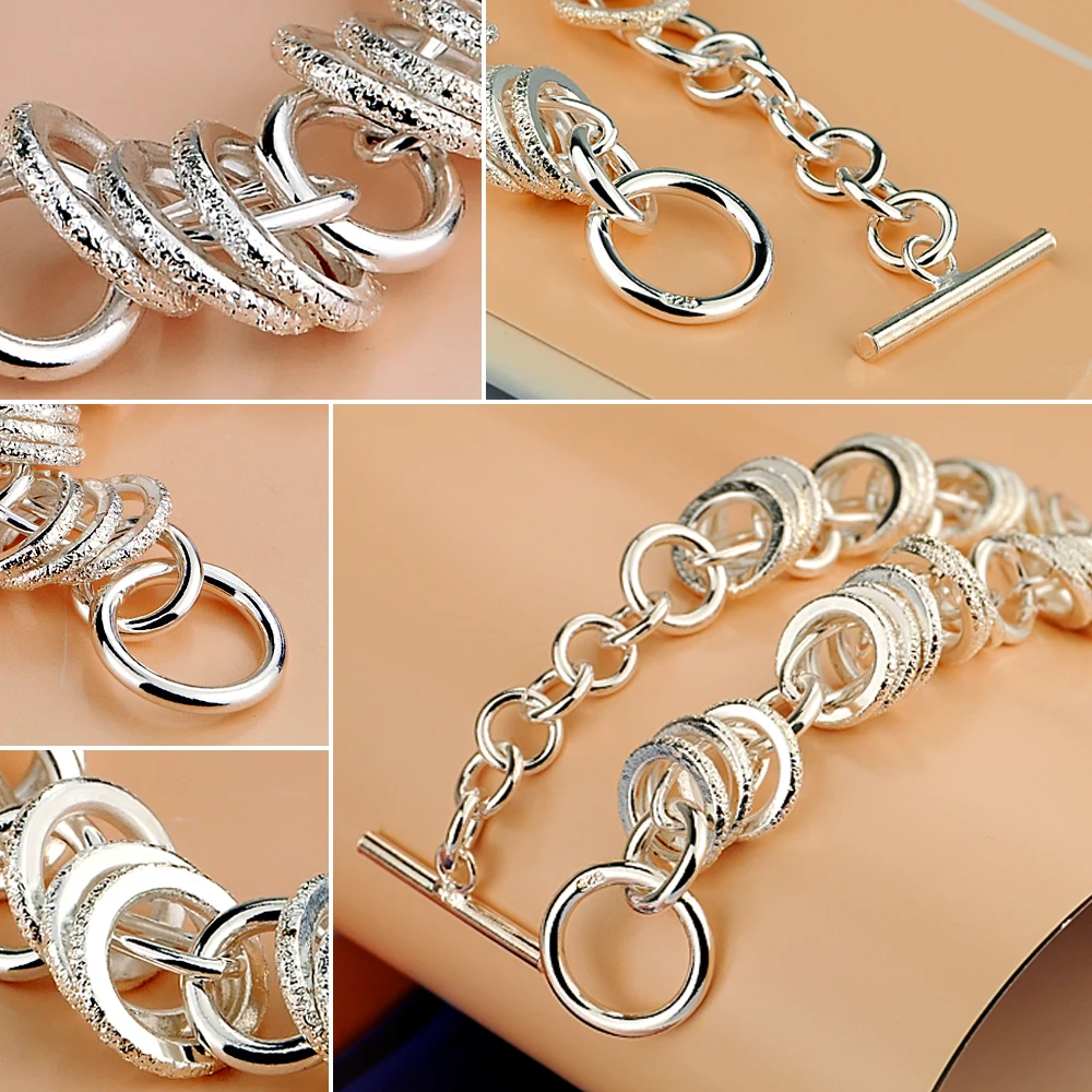 

Sterling Silver Female Models Festival Women Lady Gorgeous Charm Circle Bracelets Fashion Jewelry Birthday Gift